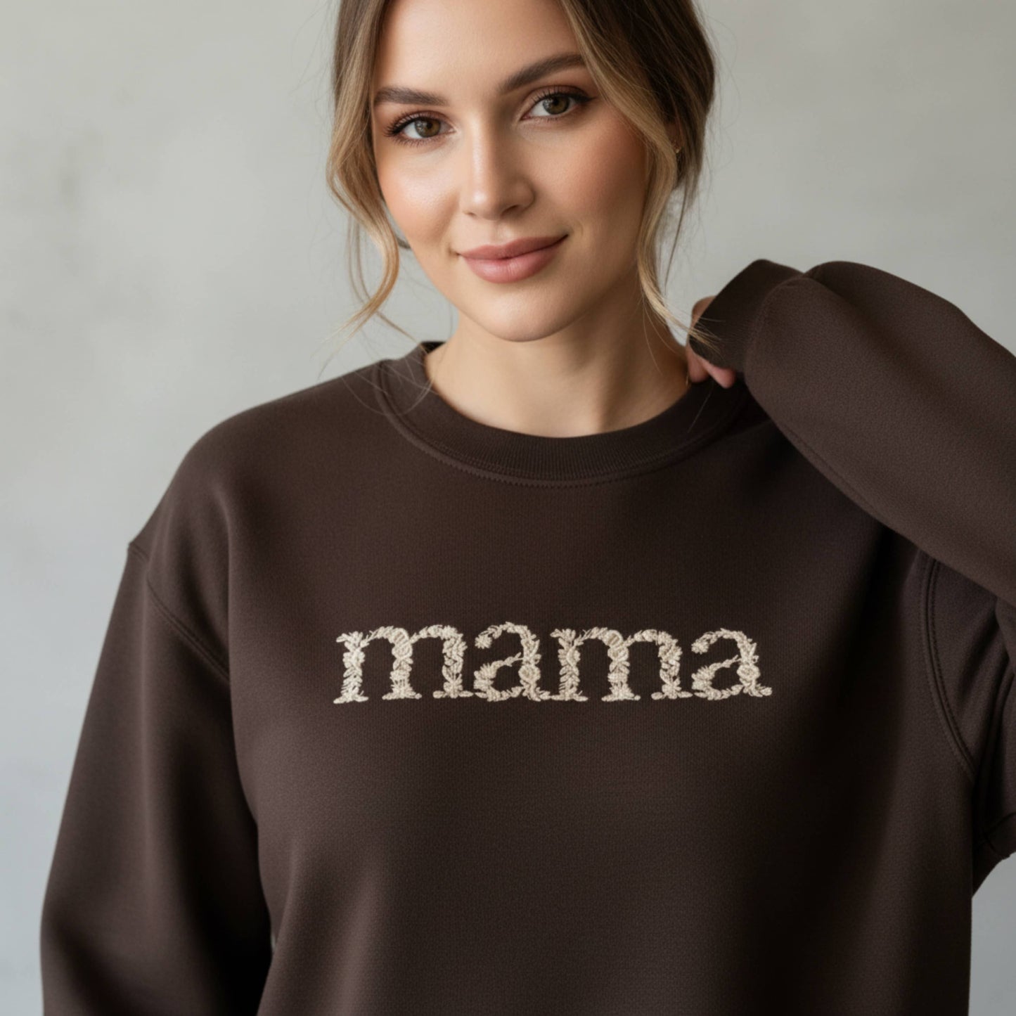 Embroidered Mama Crewneck Sweatshirts Mom Minimalist Sweater