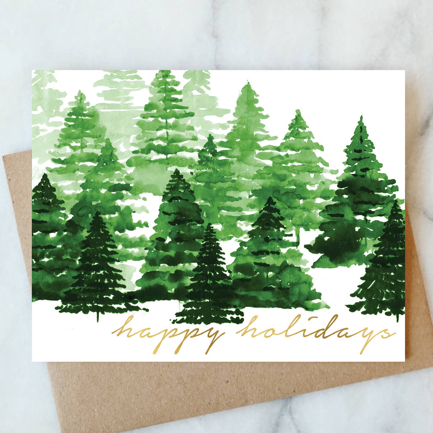 Happy Holiday Trees Greeting Card | Holiday Christmas Card