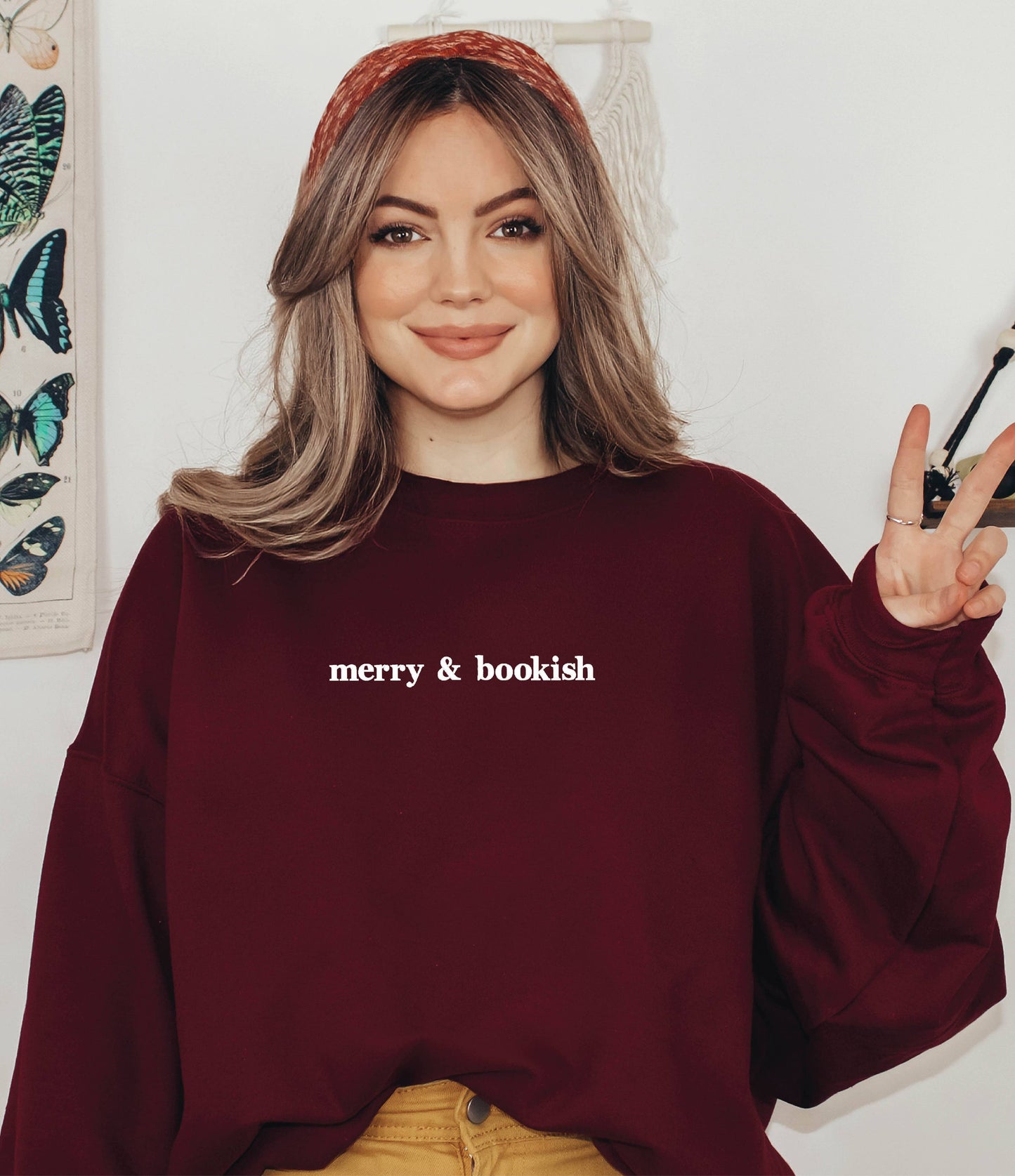 Merry & Bookish Embroidered Christmas Sweatshirt