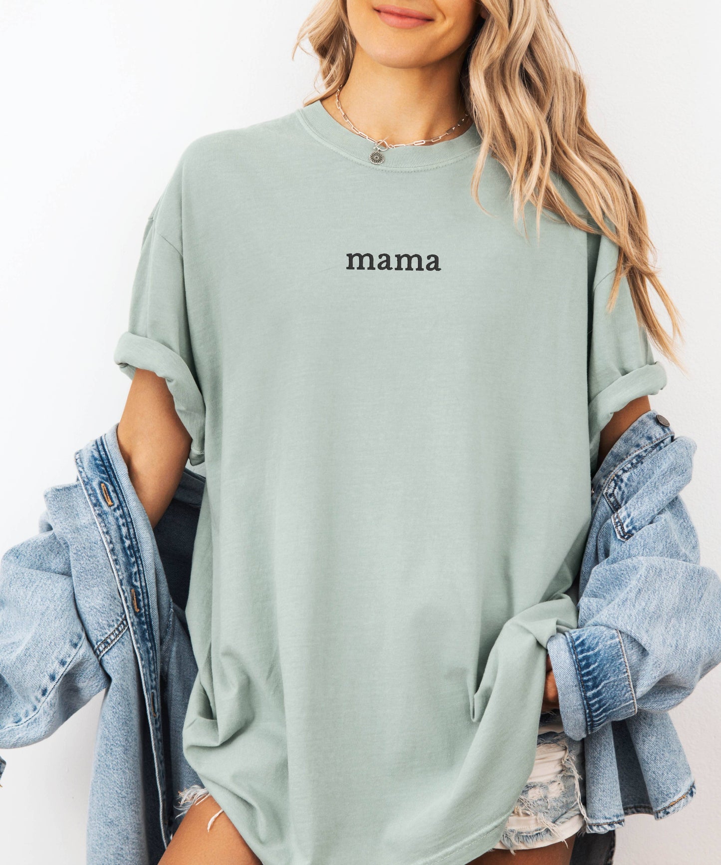 Embroidered Mama Shirt Comfort Colors Spring Minimalist Tee