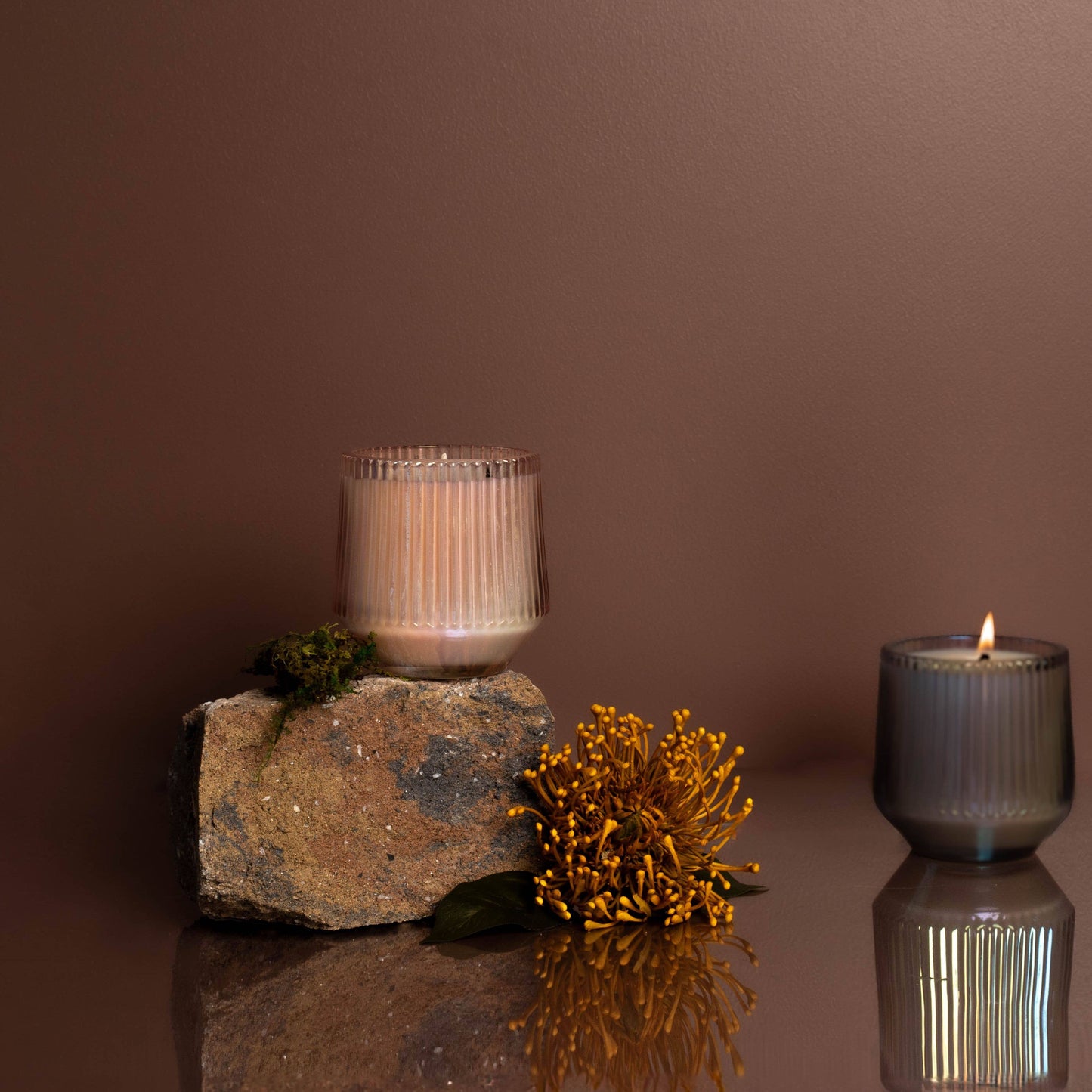 *Fall Scents* Ribbed Retro Style Candle - Pink