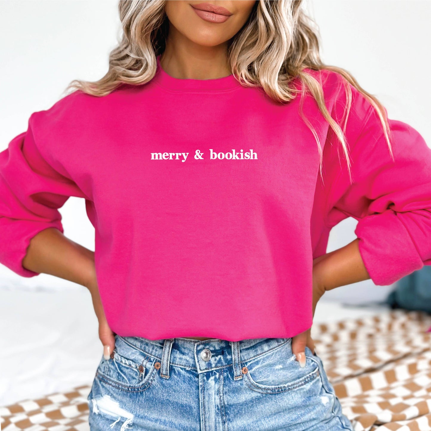 Merry & Bookish Embroidered Christmas Sweatshirt