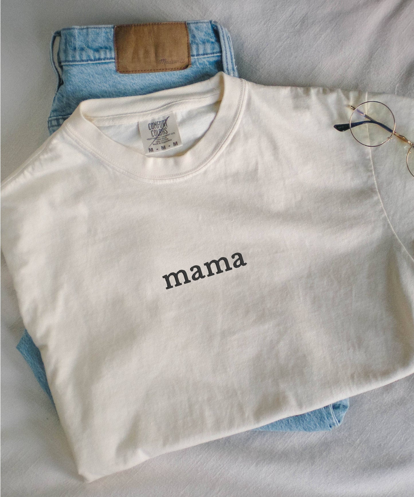 Embroidered Mama Shirt Comfort Colors Spring Minimalist Tee