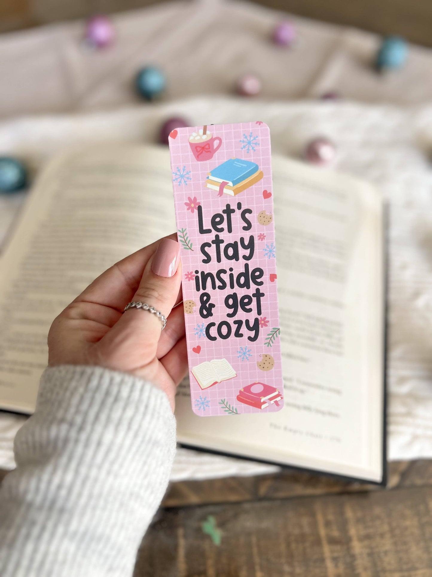 Pastel Winter Bookmarks, Pink Christmas, Cozy Winter
