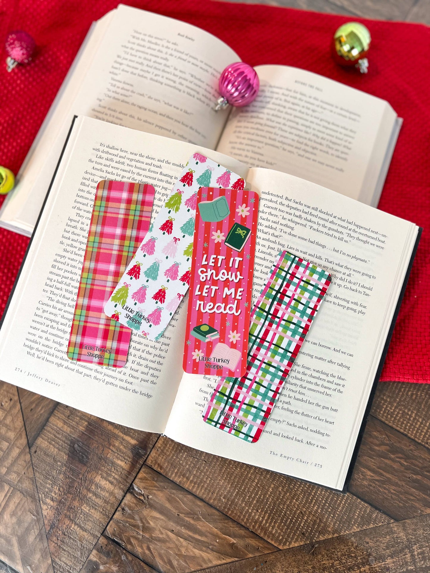 Let It Snow Christmas Bookmarks, Christmas Trees, Plaid