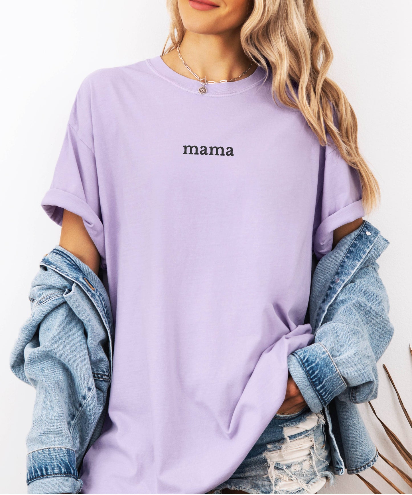 Embroidered Mama Shirt Comfort Colors Spring Minimalist Tee