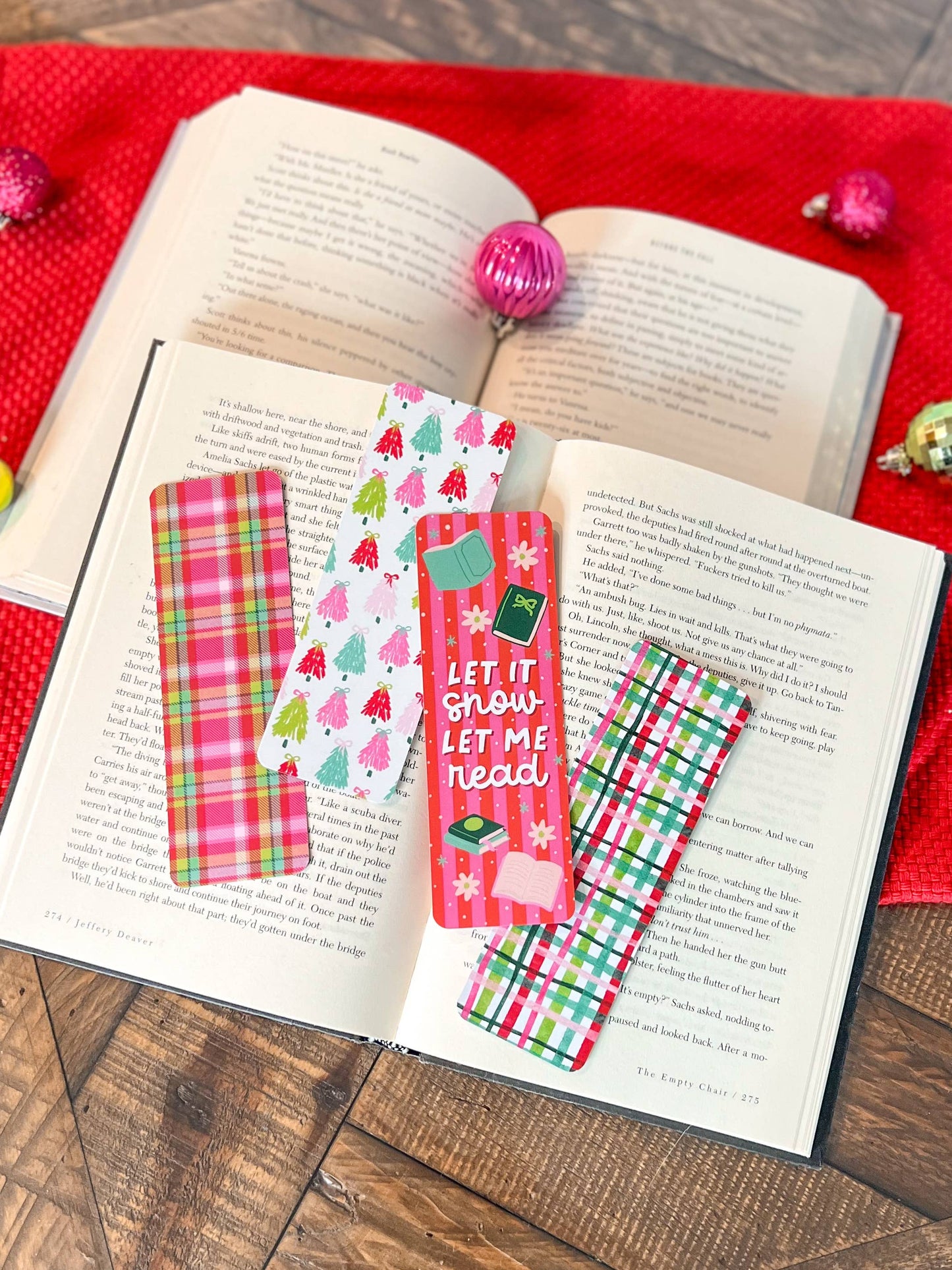 Let It Snow Christmas Bookmarks, Christmas Trees, Plaid