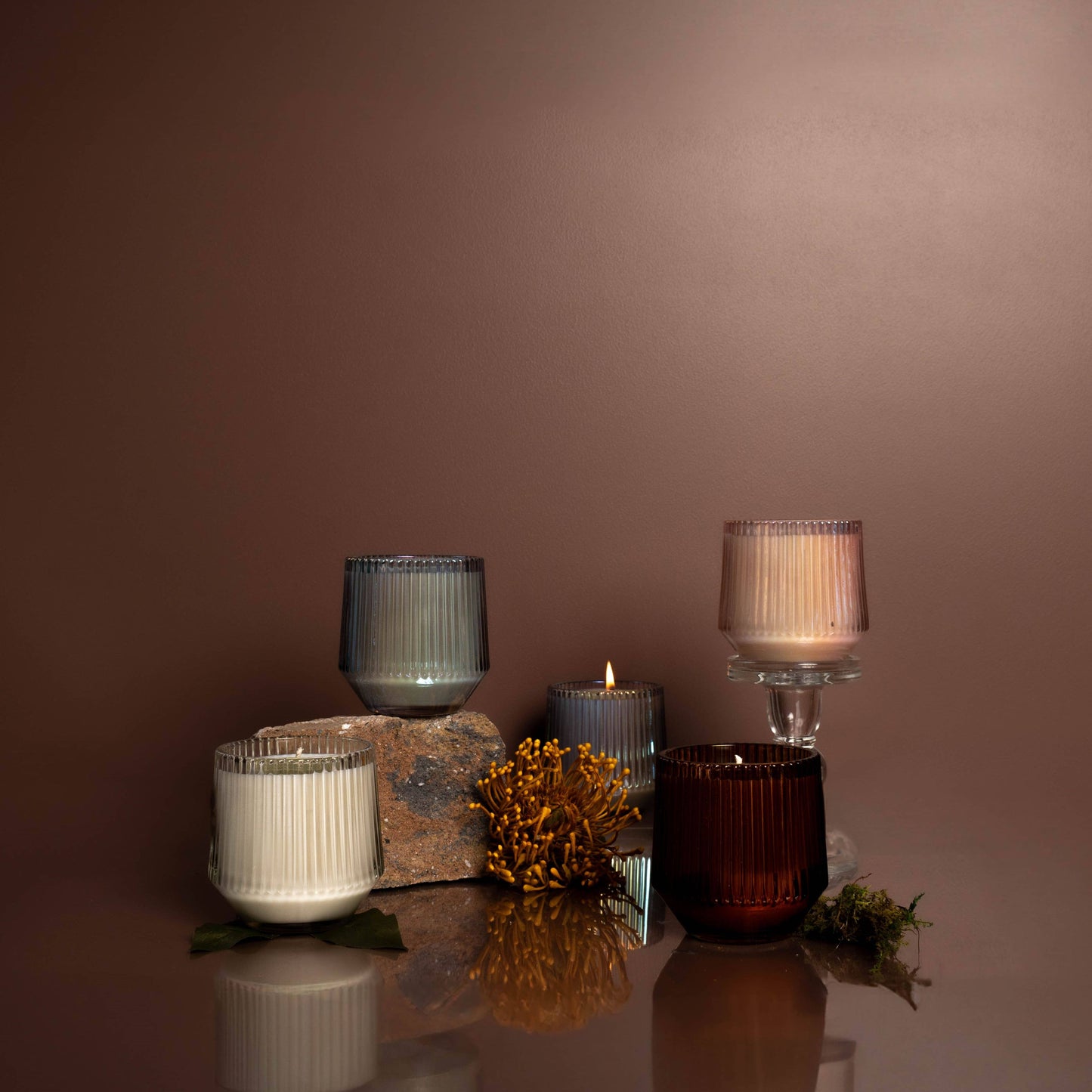 *Fall Scents* Ribbed Retro Style Candle - Pink