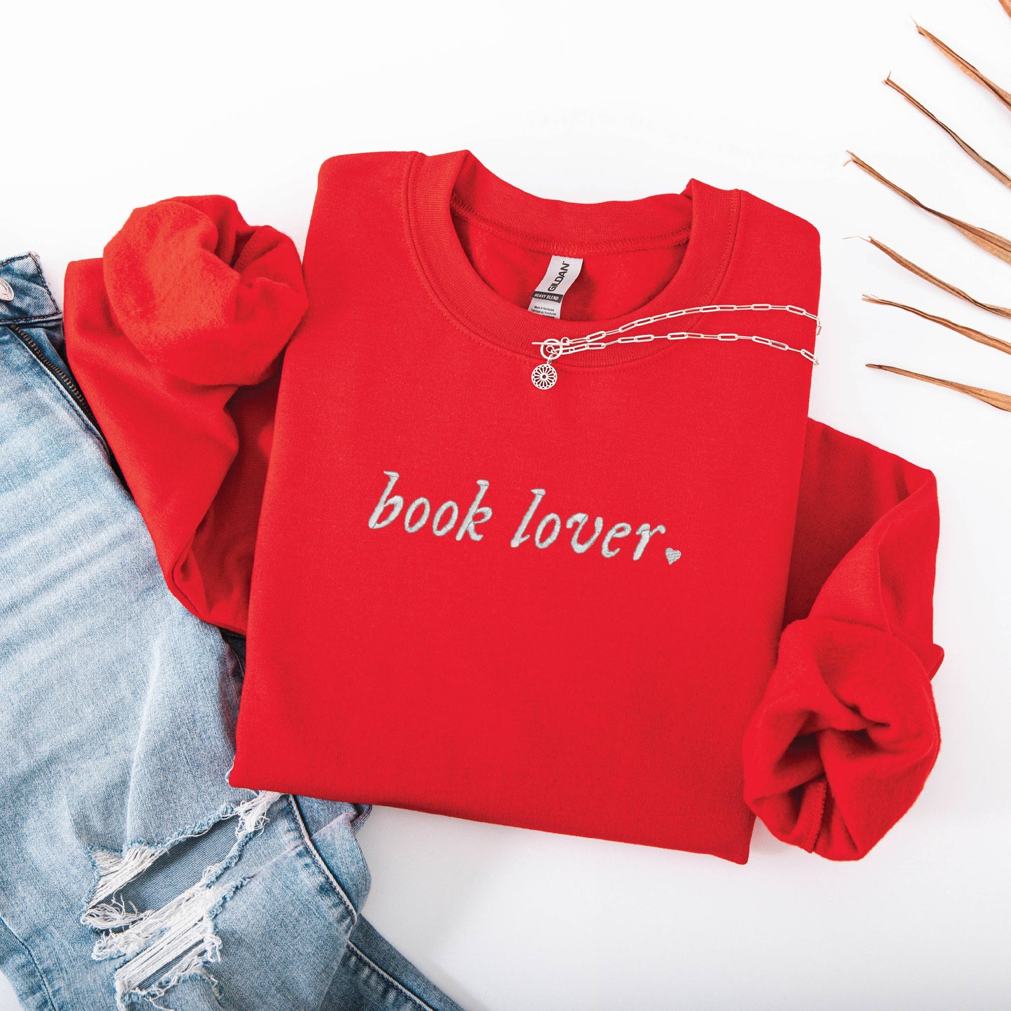 EMBROIDERED Sweatshirt Book Lovers Valentines Day Bookish