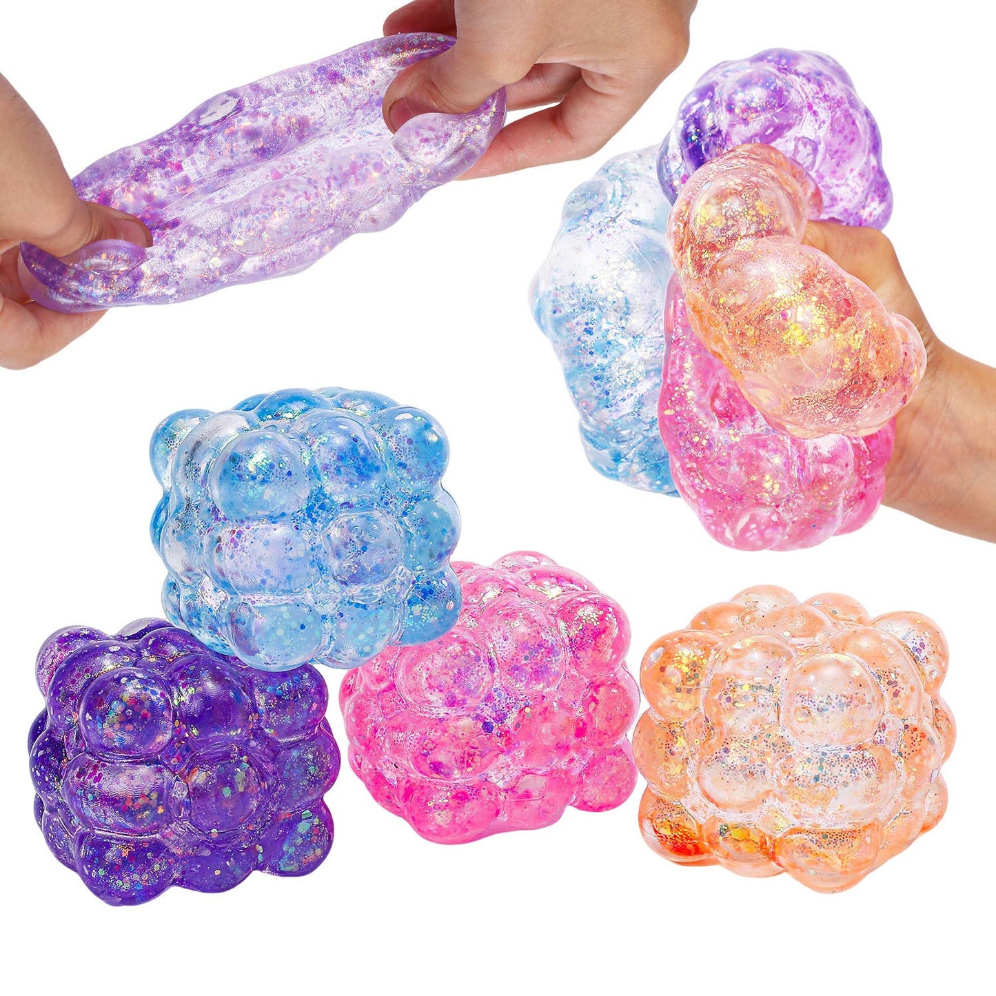 Maltose shiny glitter squishy cube stress ball-random color