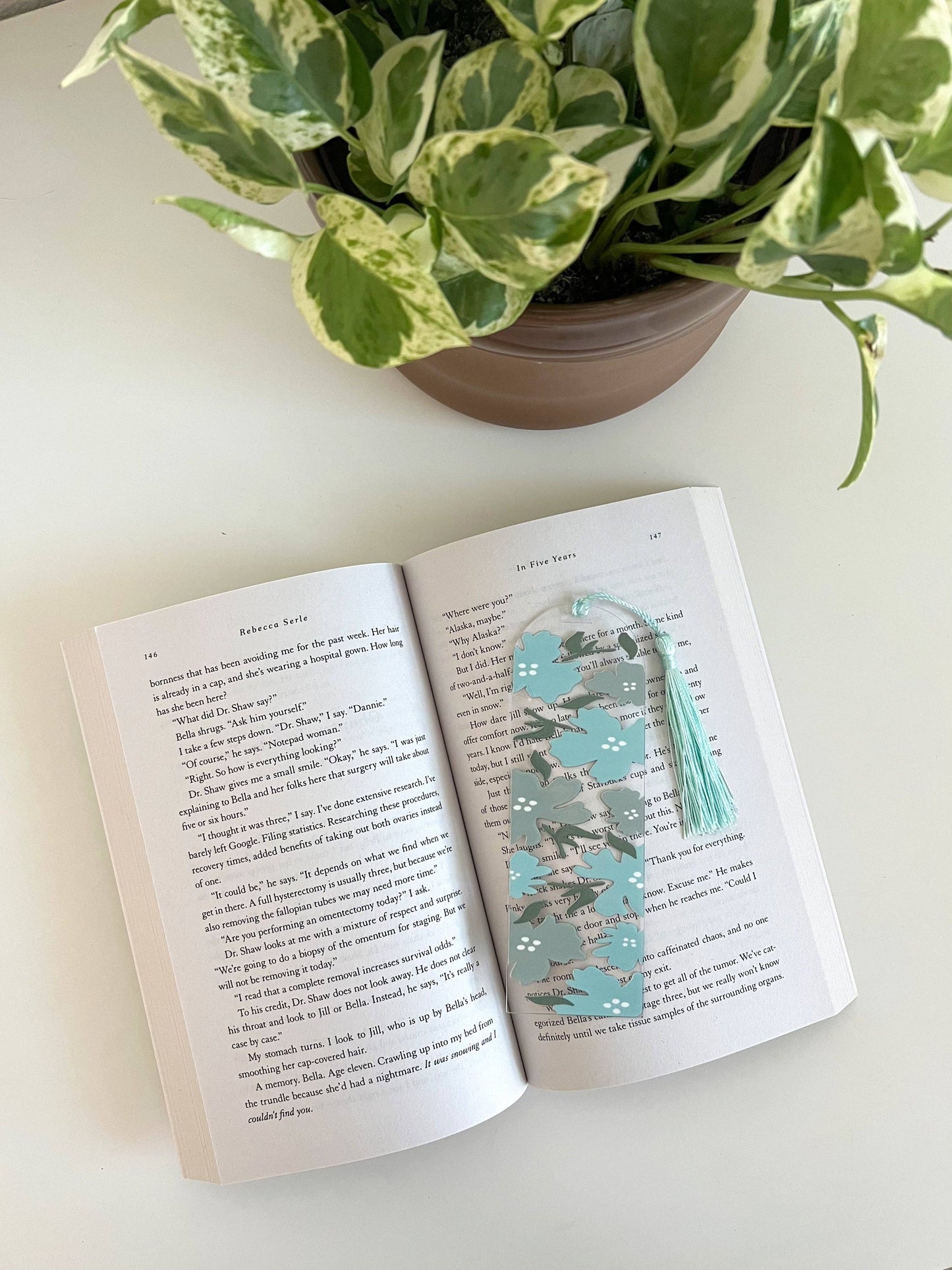 Blue Flower Acrylic Bookmark, Spring Flower Bookmark
