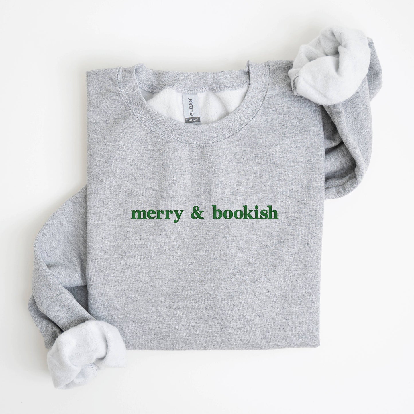 Merry & Bookish Embroidered Christmas Sweatshirt