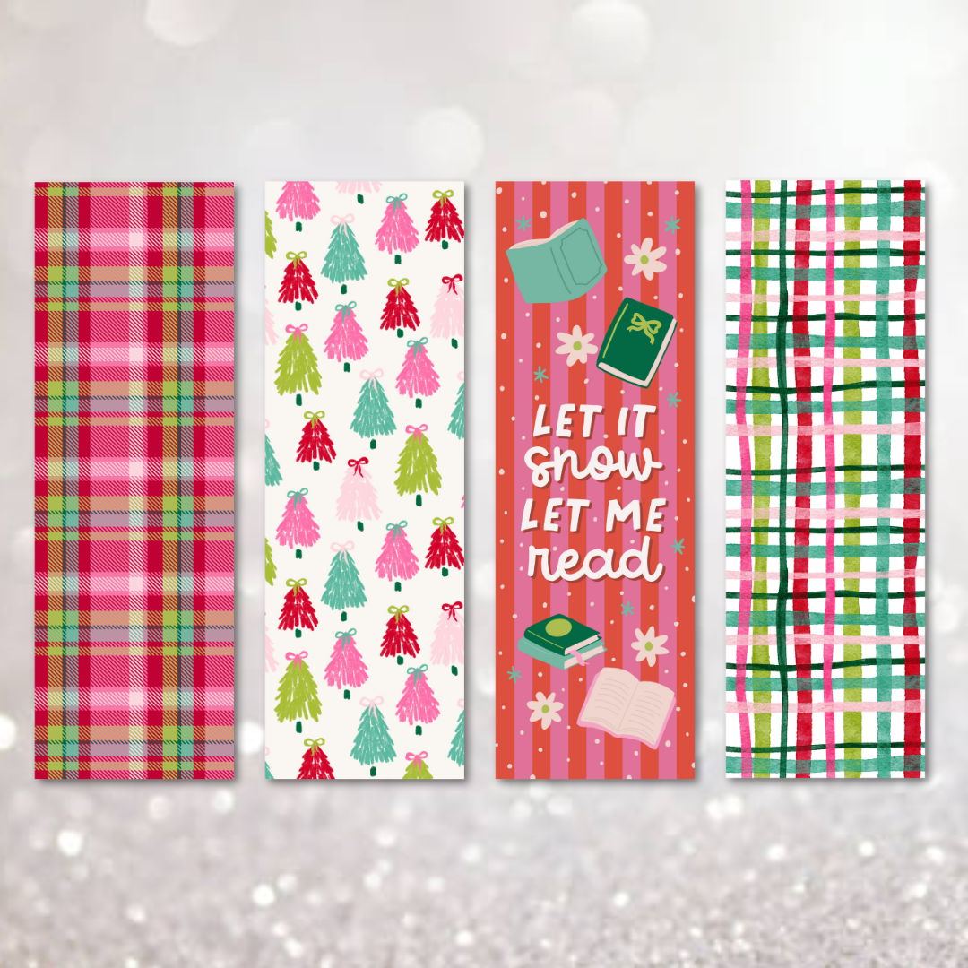 Let It Snow Christmas Bookmarks, Christmas Trees, Plaid