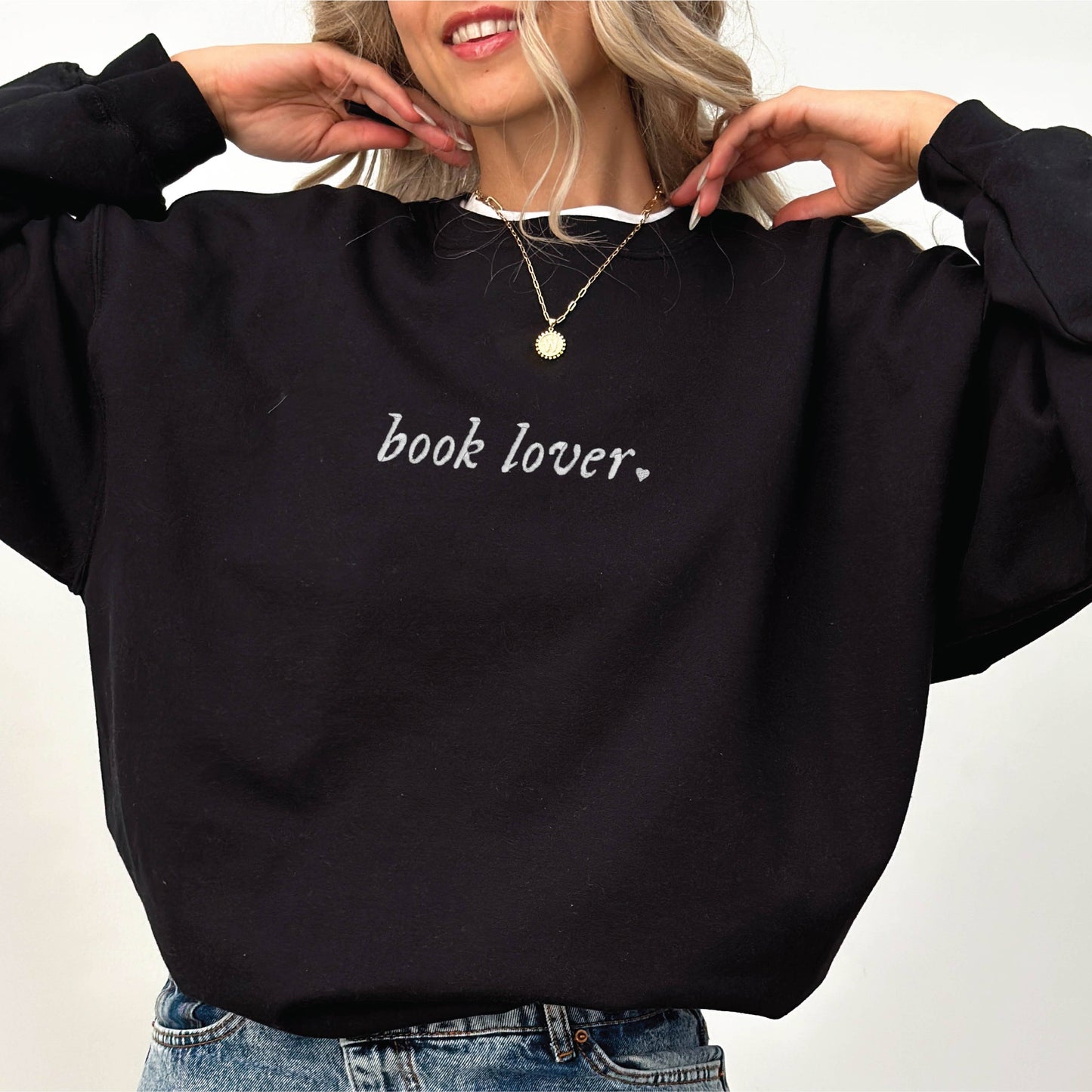 EMBROIDERED Sweatshirt Book Lovers Valentines Day Bookish