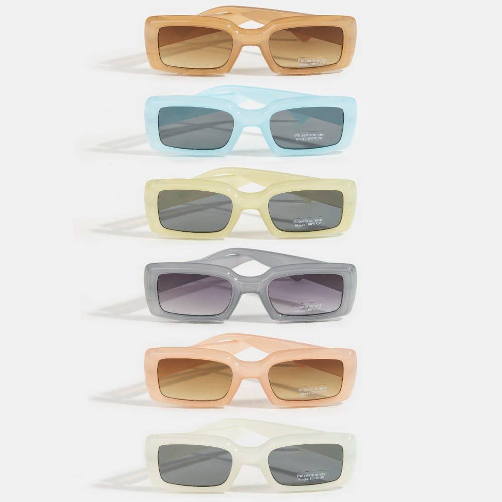 Thick Acetate Frame Rectangle Sunglasses Set
