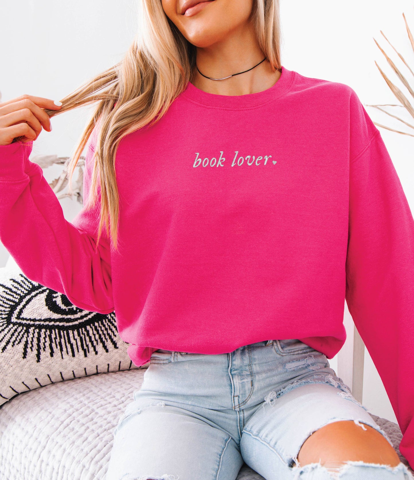 EMBROIDERED Sweatshirt Book Lovers Valentines Day Bookish