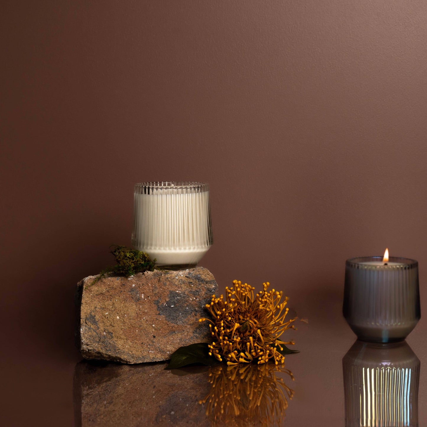 *Fall Scents* Ribbed Retro Style Soy Candle - Clear