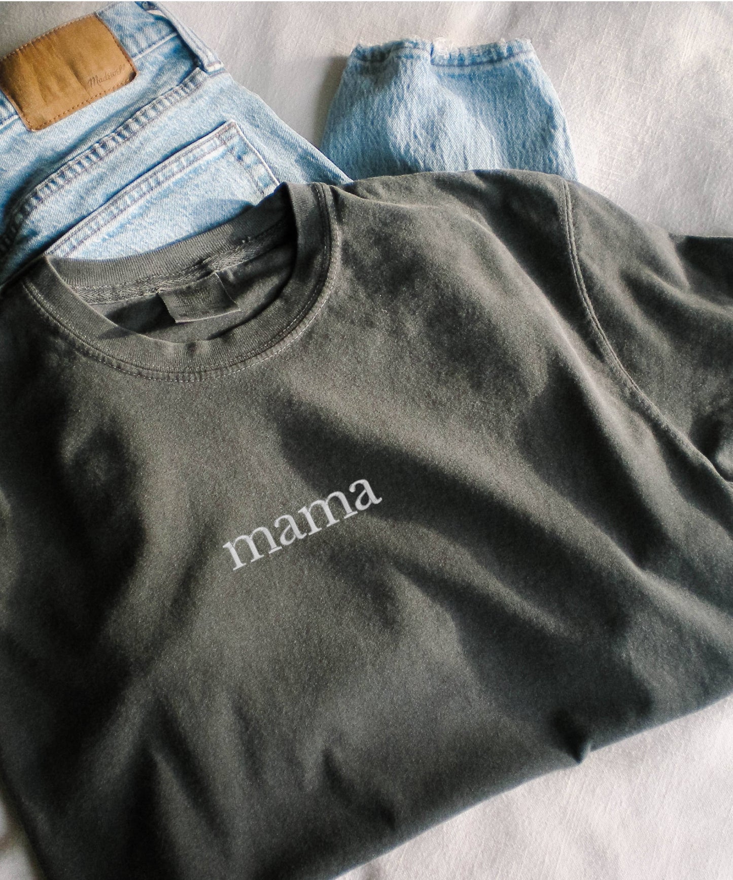 Embroidered Mama Shirt Comfort Colors Spring Minimalist Tee