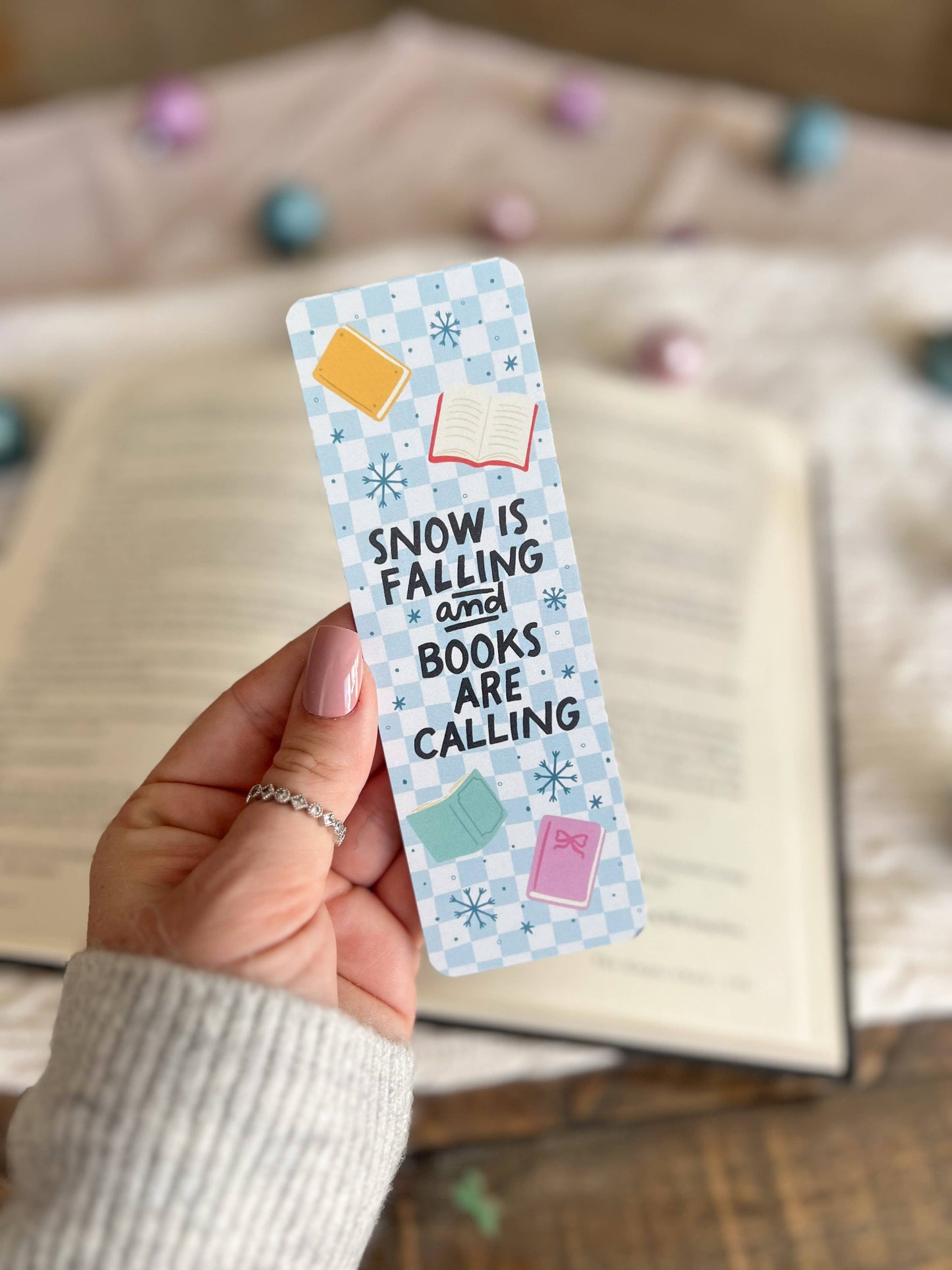 Pastel Winter Bookmarks, Pink Christmas, Cozy Winter
