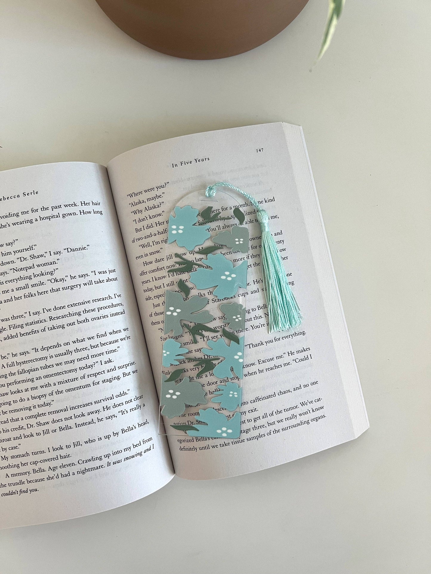 Blue Flower Acrylic Bookmark, Spring Flower Bookmark