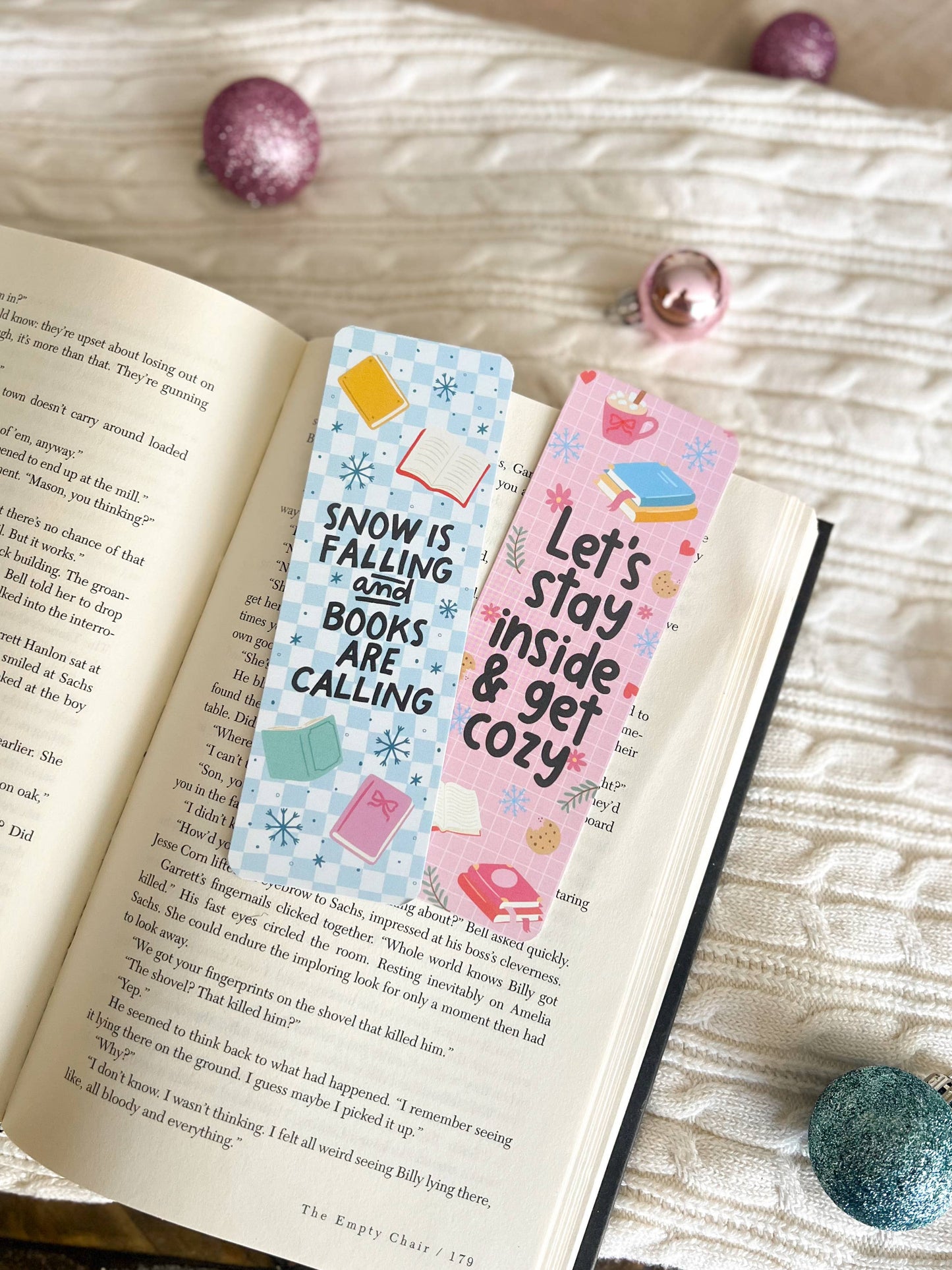 Pastel Winter Bookmarks, Pink Christmas, Cozy Winter