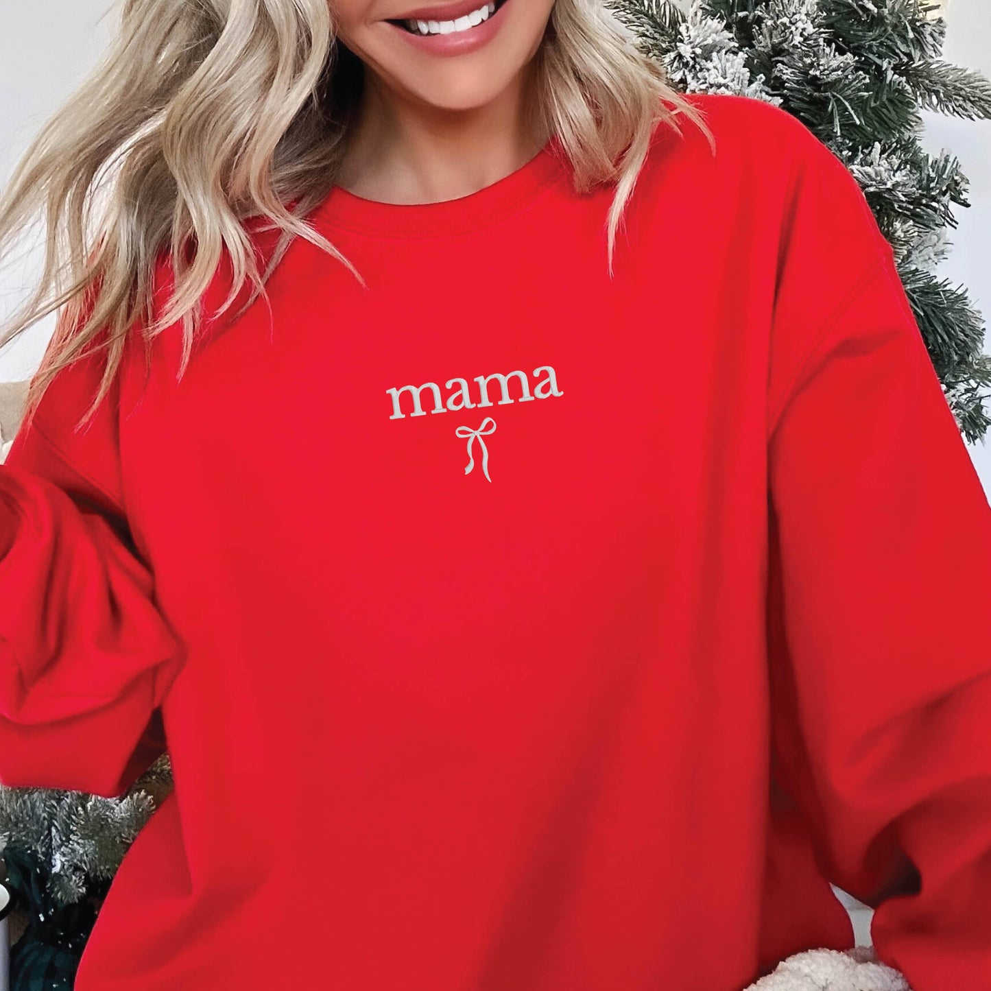Embroidered Mama Crewneck Sweatshirt Mom Sweater Mothers Day