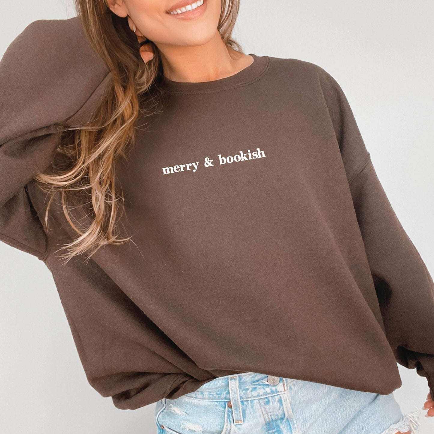 Merry & Bookish Embroidered Christmas Sweatshirt