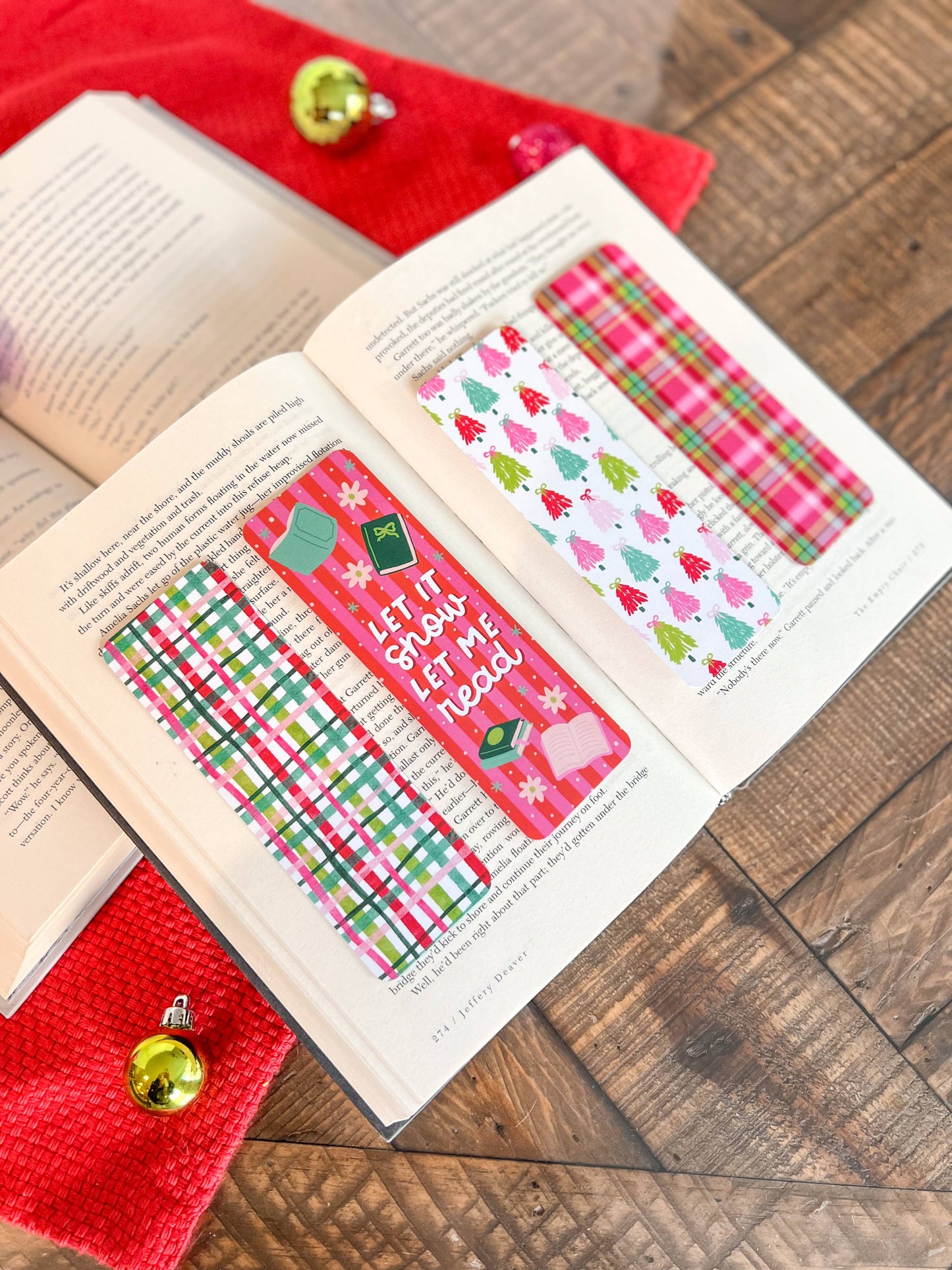 Let It Snow Christmas Bookmarks, Christmas Trees, Plaid