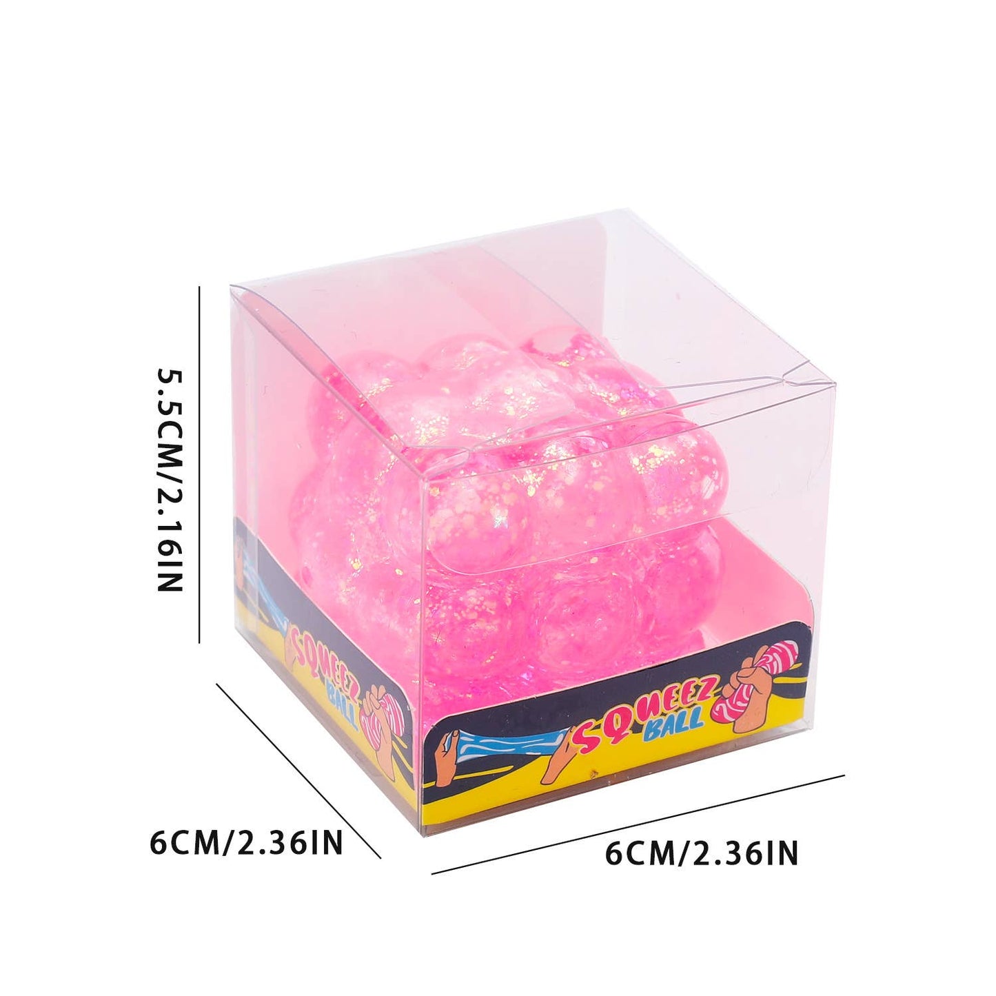 Maltose shiny glitter squishy cube stress ball-random color