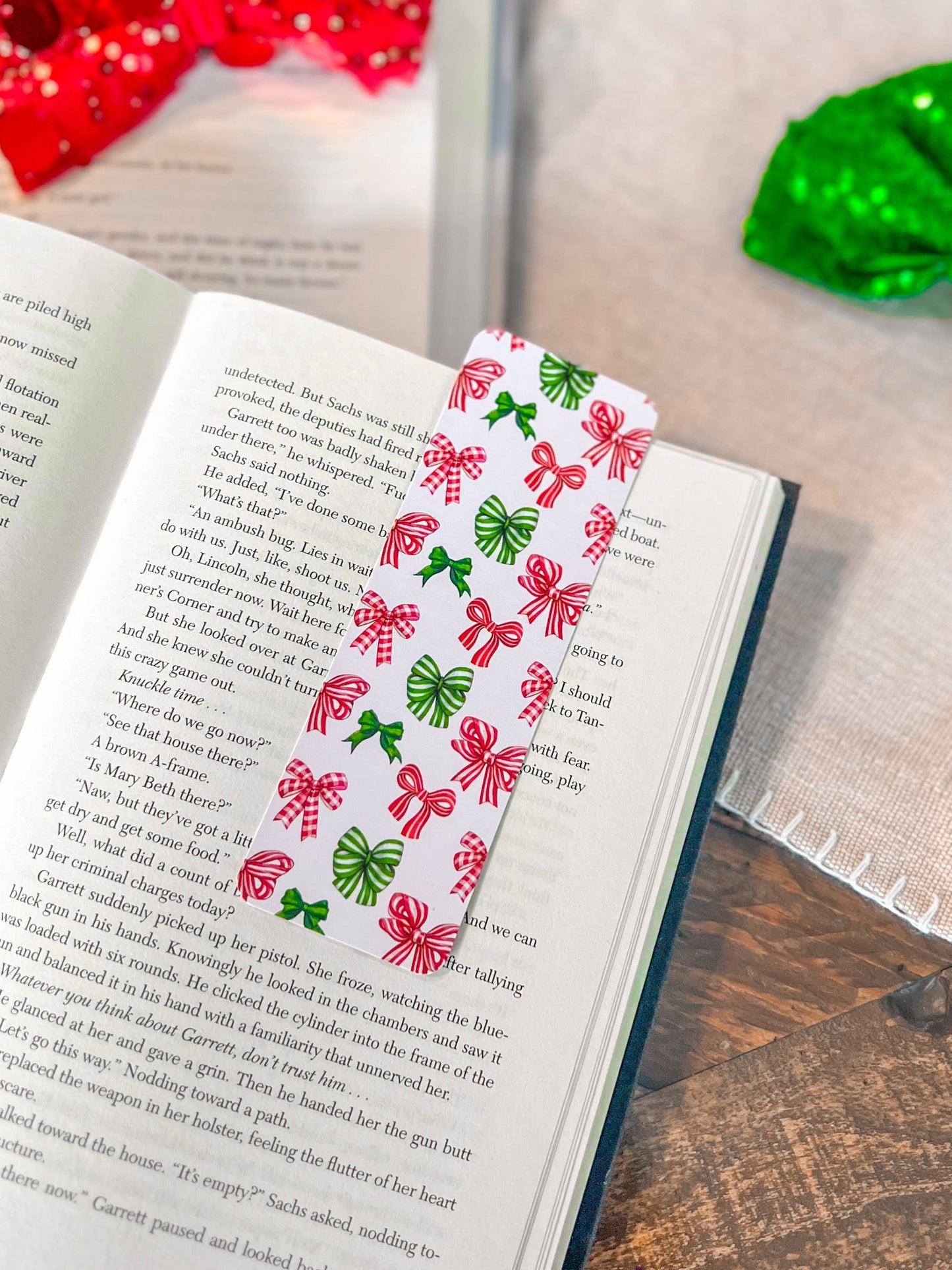 Ho Ho Ho Bows Bookmarks, Christmas Bookmark, Disco Ball
