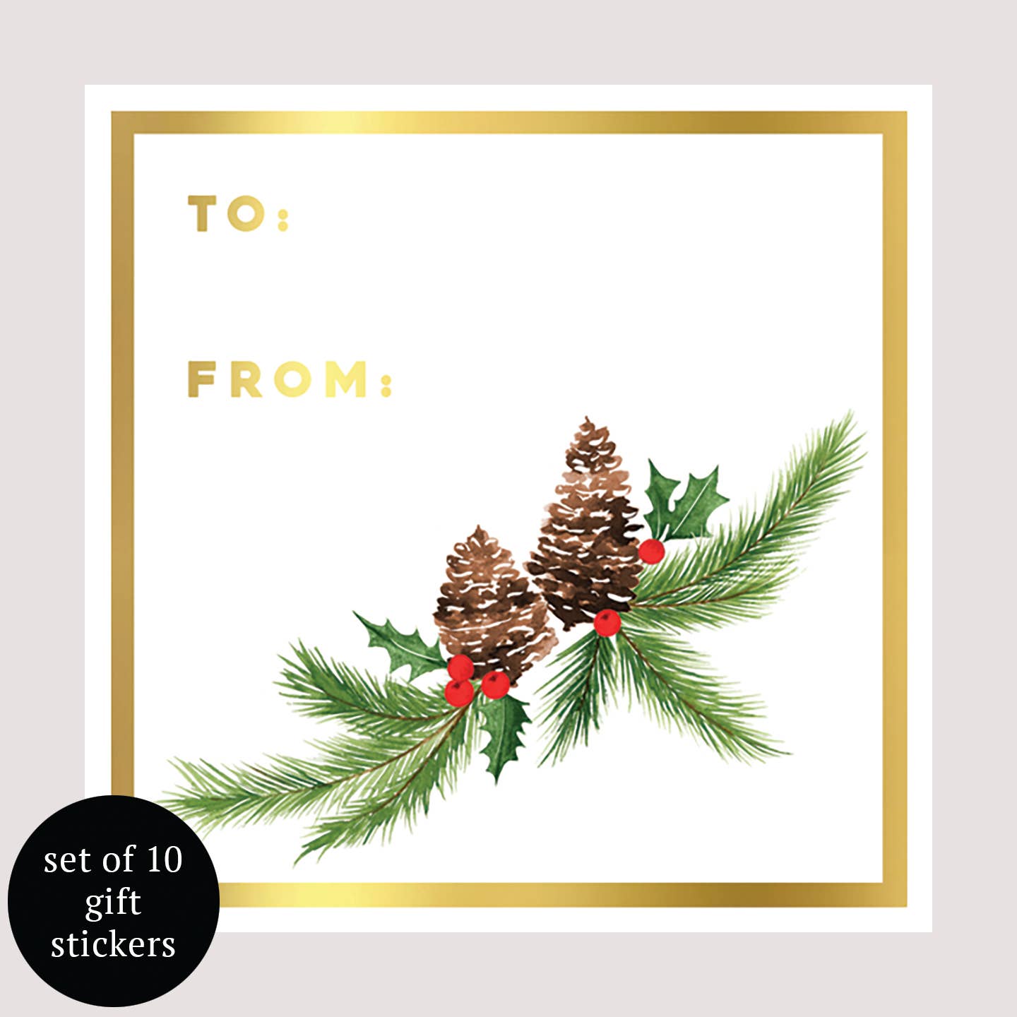 Pinecones Holiday Gift Tags - Set of 10 | Gift Stickers