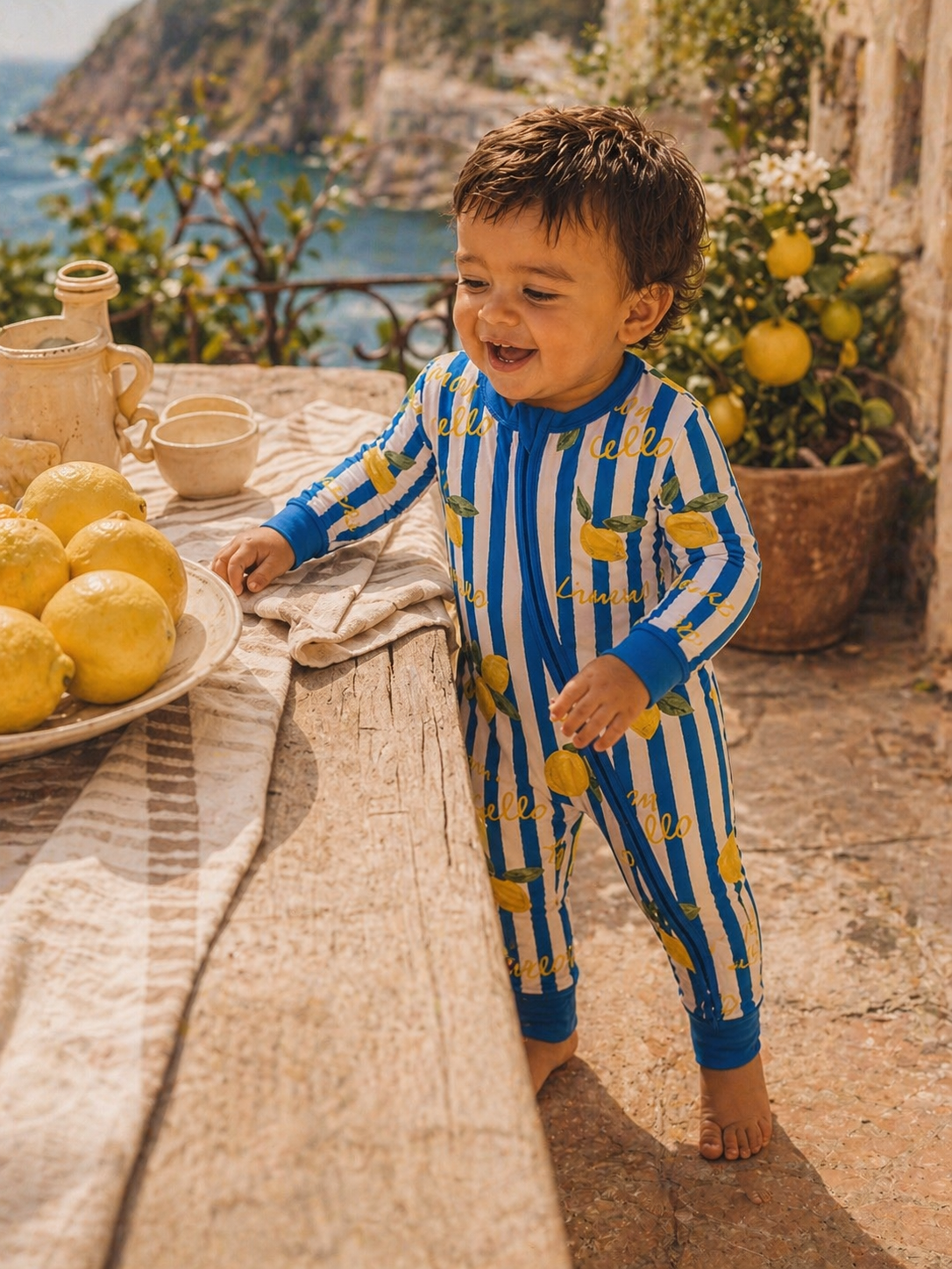2-Way Zip Romper, Lemon Classico