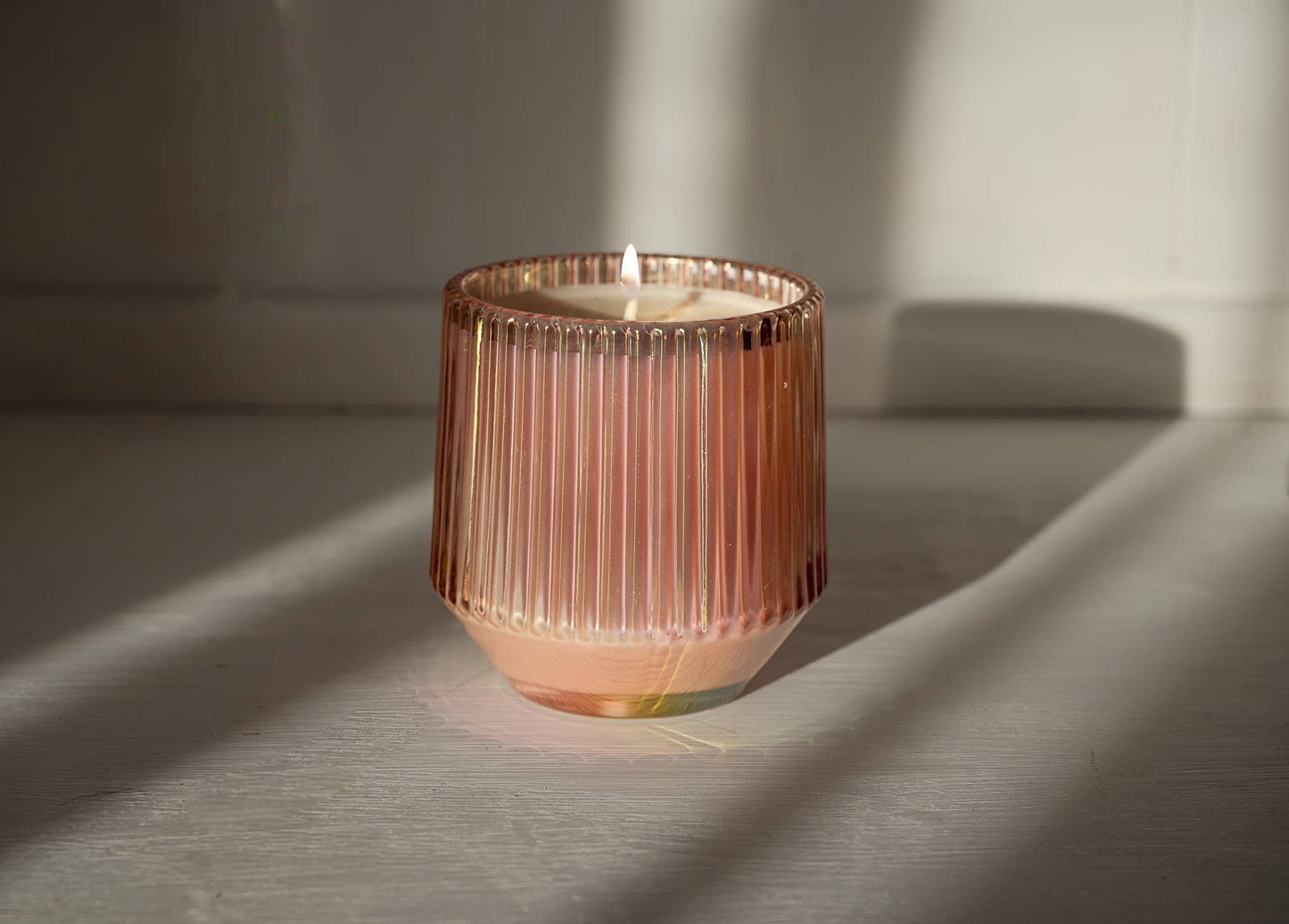 *Fall Scents* Ribbed Retro Style Candle - Pink