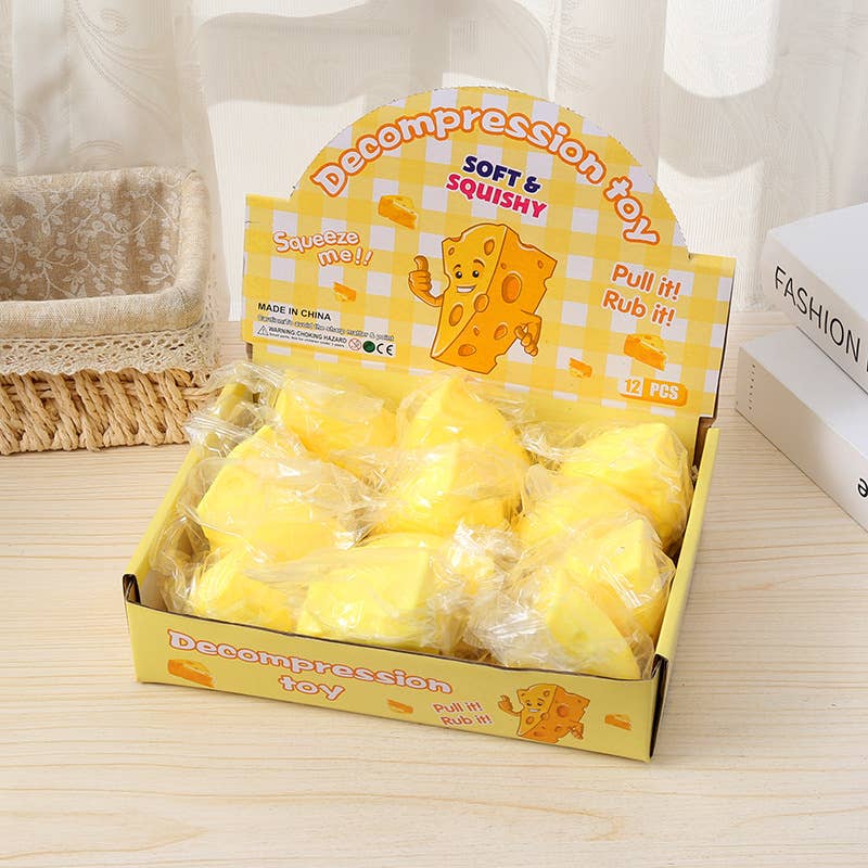 Square Cheese squishy toy Creative Stress Relief Toy-12unit