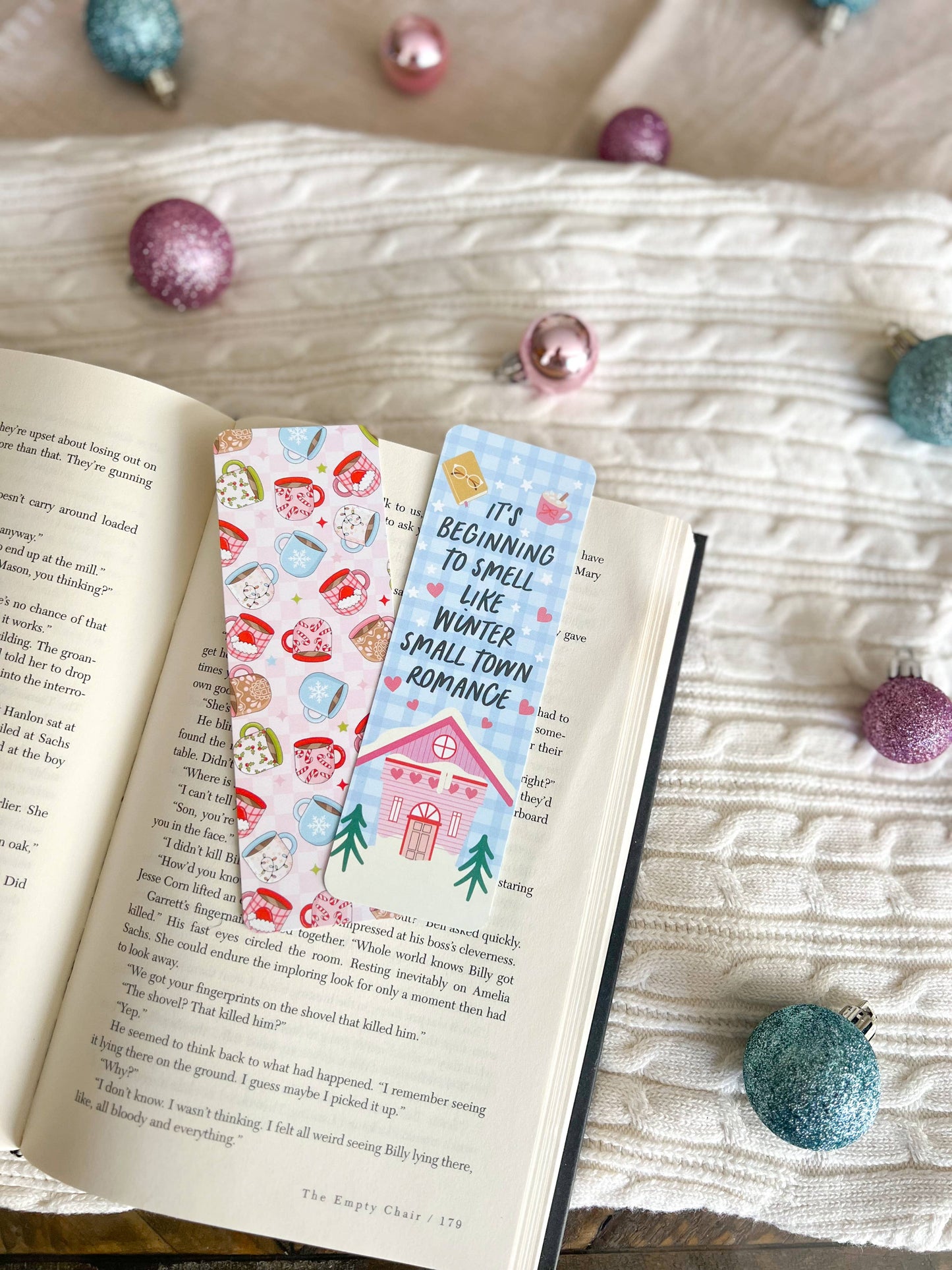 Pastel Winter Bookmarks, Pink Christmas, Cozy Winter