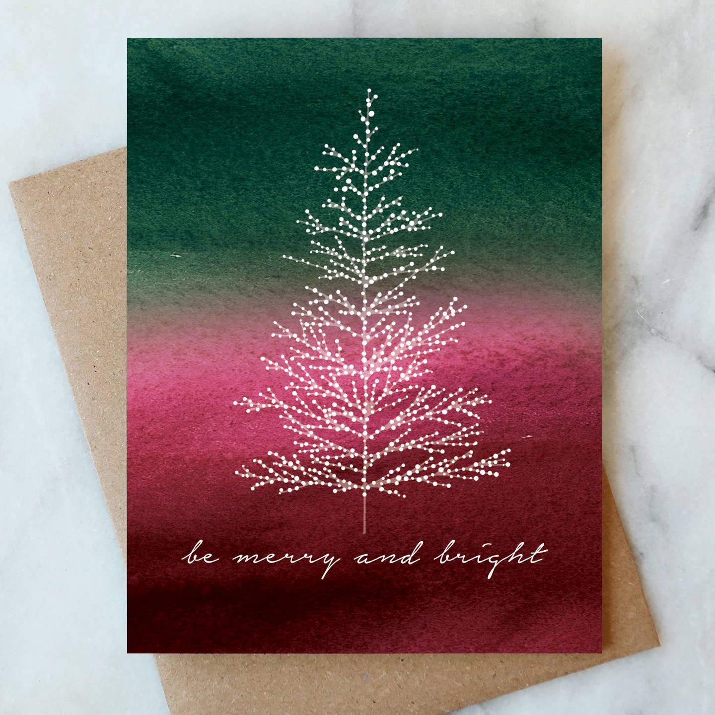 White Lights Tree Greeting Card | Christmas Holiday Card