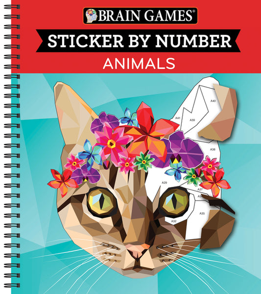 Brain Games - Sticker by Number: Animals (28 Images to Sticker) - Ingram